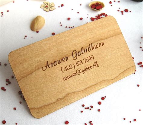 business cards made of wood.